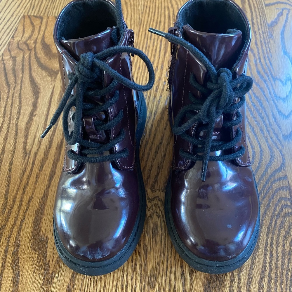 Zara Kids Dark Red Lace-Up Boots